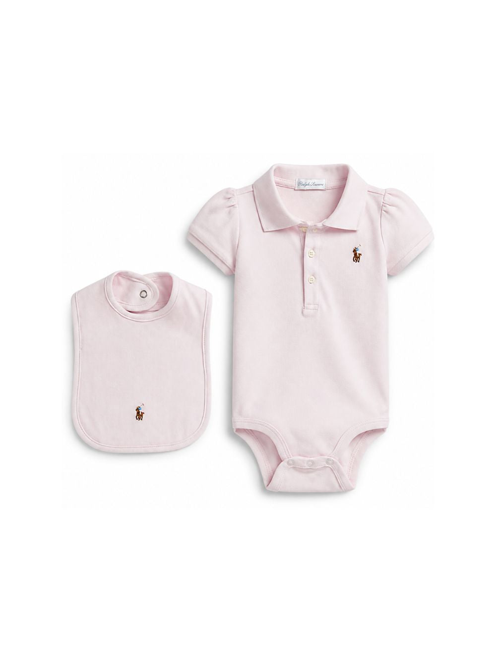 Set body e bavaglino per neonata Polo Ralph Lauren Kids rosa con logo ricamato 320981613 001 Ralph Lauren kids 