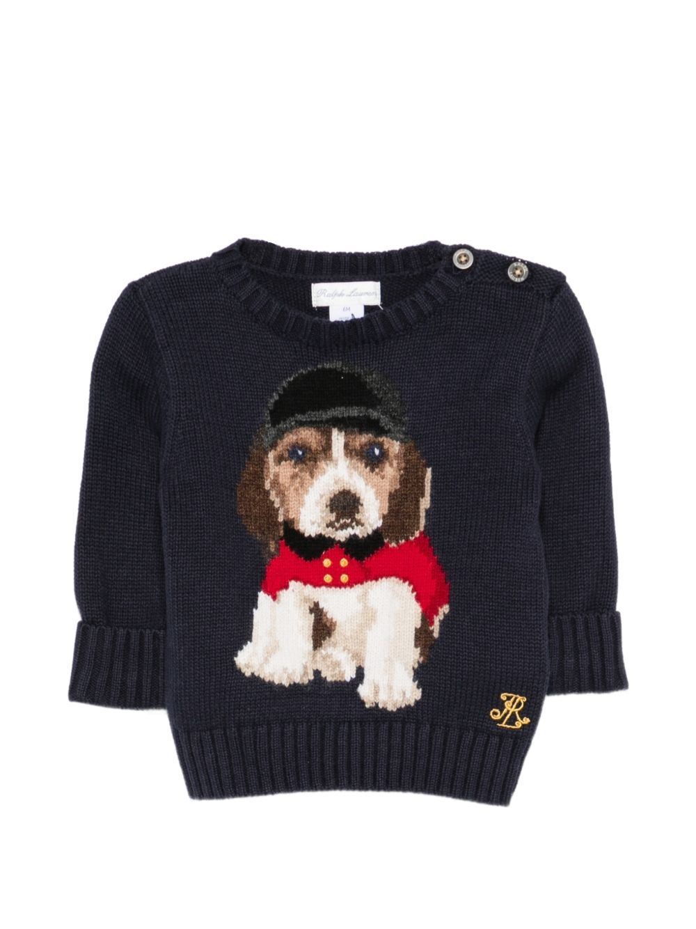 Maglione per neonato Polo Ralph Lauren Kids blu con intarsio a forma di cane 320B28343 001 Ralph Lauren kids 