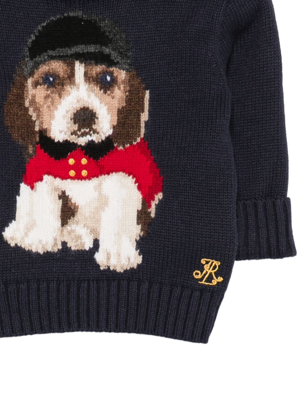 Maglione per neonato Polo Ralph Lauren Kids blu con intarsio a forma di cane 320B28343 001 Ralph Lauren kids 