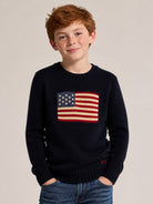 Maglione per bambino Polo Ralph Lauren kids blu con bandiera americana ricamata 322668285 001 Ralph Lauren kids 