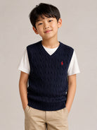 Gilet per bambino Polo Ralph Lauren Kids blu con scollo a V 322702300 026 Ralph Lauren kids 
