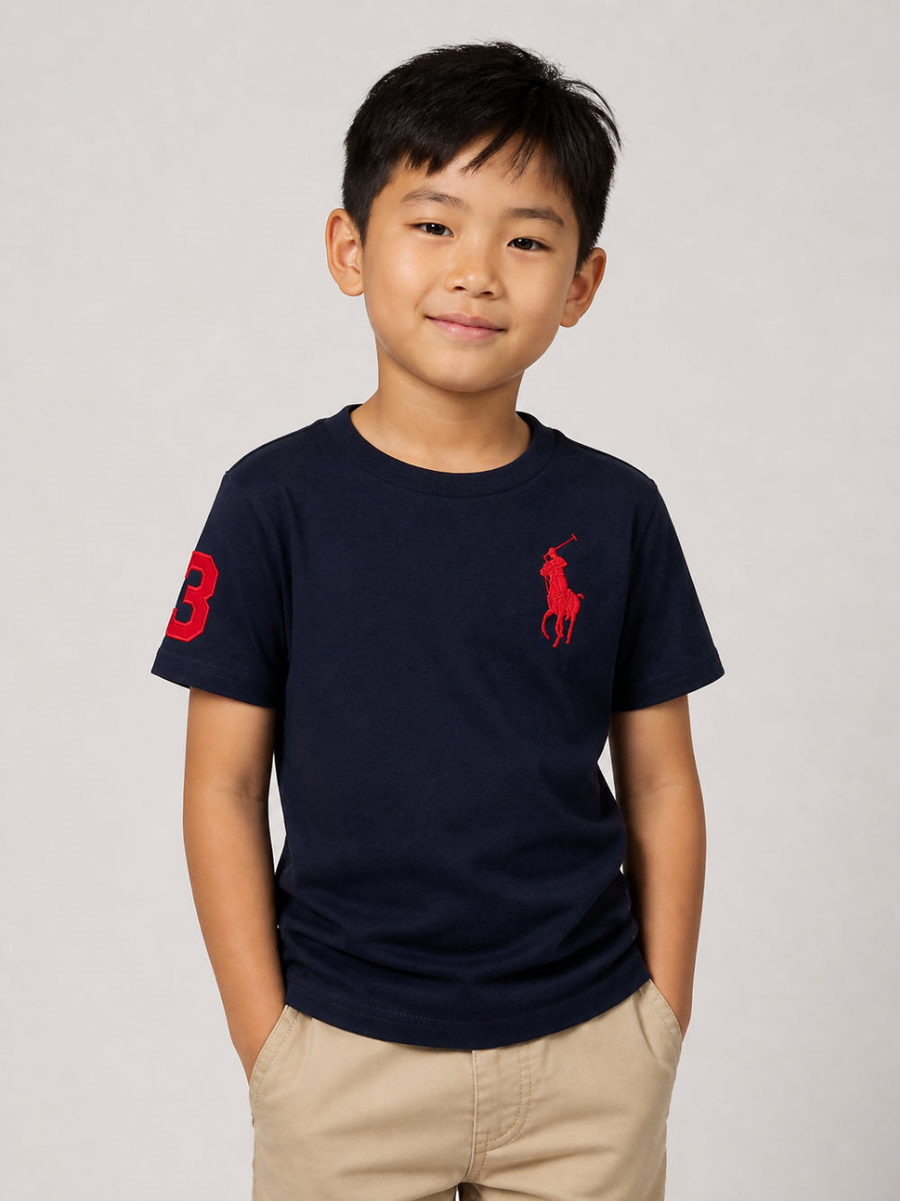 T-shirt per bambino Polo Ralph Lauren Kids blu con motivo Polo Pony ricamato sul davanti 322832907 039 Ralph Lauren kids 