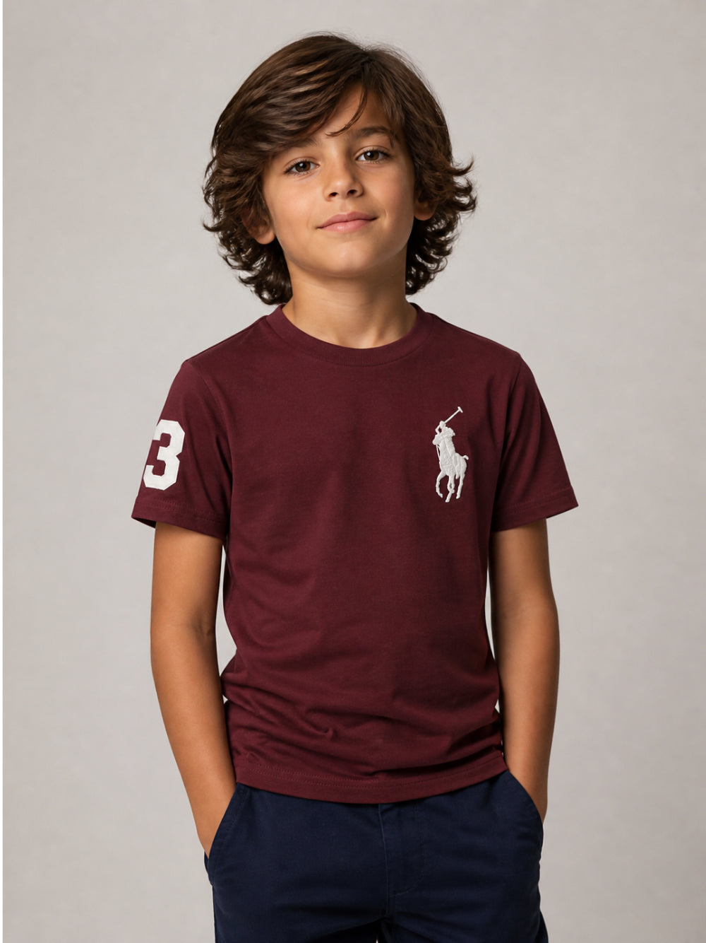 T-shirt per bambino Raulph Lauren Kids bordeaux con logo ricamato 322832907 508 Ralph Lauren kids 