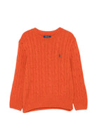 Maglione per bambino Polo Ralph Lauren Kids arancione con maglia intrecciata 322877728 ORANGE Ralph Lauren kids 