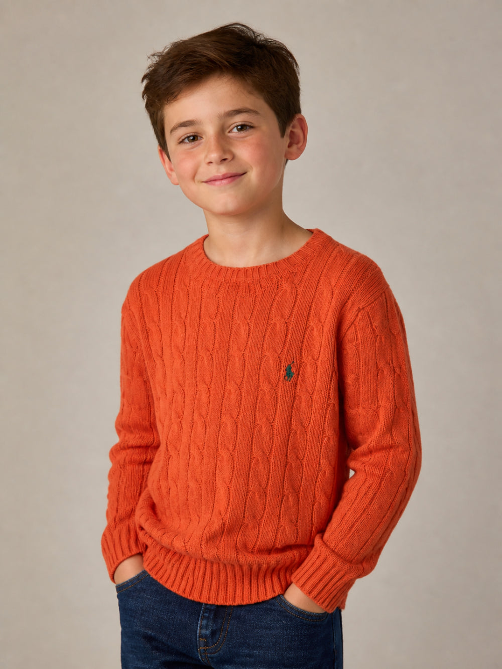 Maglione per bambino Polo Ralph Lauren Kids arancione con maglia intrecciata 322877728 ORANGE Ralph Lauren kids 