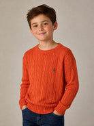 Maglione per bambino Polo Ralph Lauren Kids arancione con maglia intrecciata 322877728 ORANGE Ralph Lauren kids 