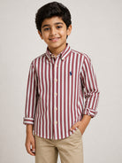 Camicia per bambino Ralph Lauren Kids rossa con motivo a righe verticali 322979319 BURGANDY Ralph Lauren kids 