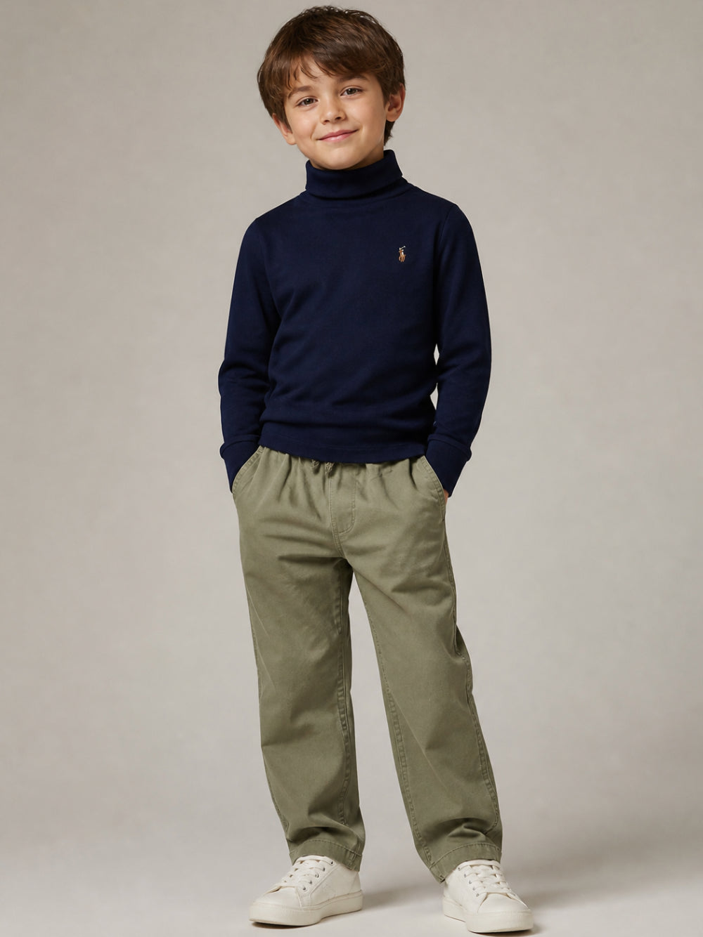 Pantaloni per bambino Ralph Lauren Kids verde kaki con logo ricamato sul retro 322B27254 001 Ralph Lauren kids 