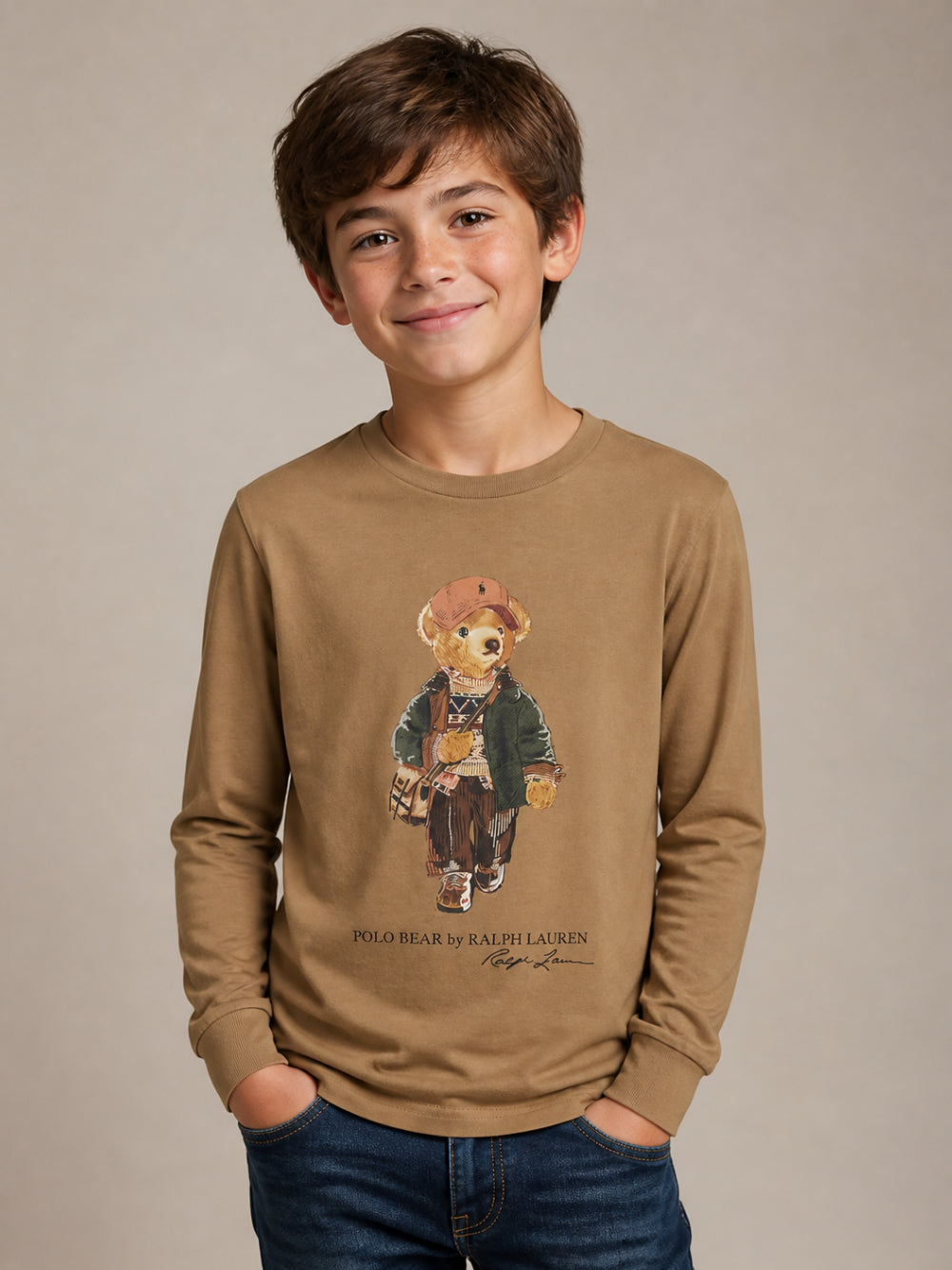 T-shirt per bambino Polo Ralph Lauren Kids beige con stampa grafica 322B27277 001 Ralph Lauren kids 