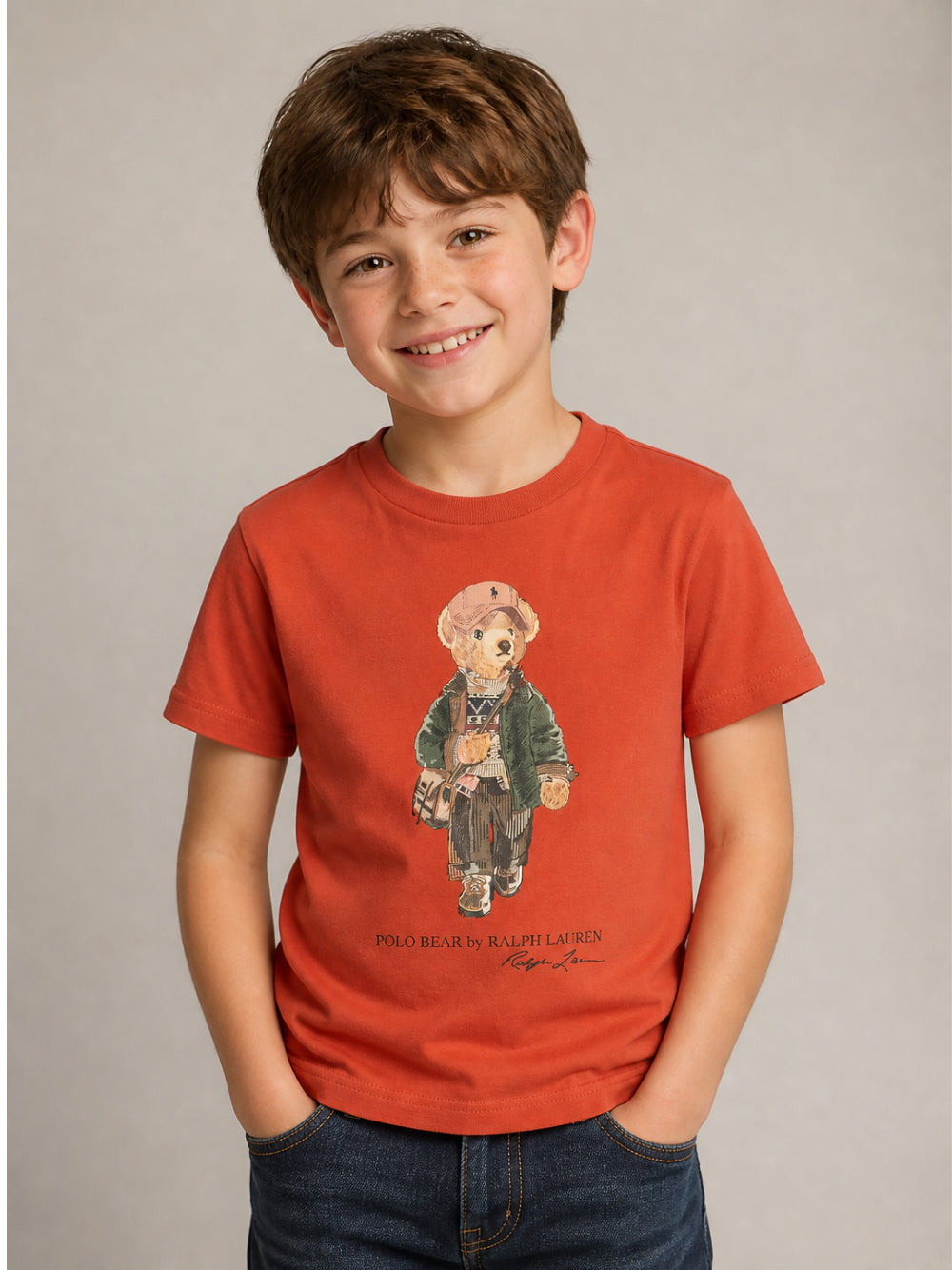 T-shirt per bambino Polo Ralph Lauren Kids arancione con stampa grafica 322B27298 001 Ralph Lauren kids 