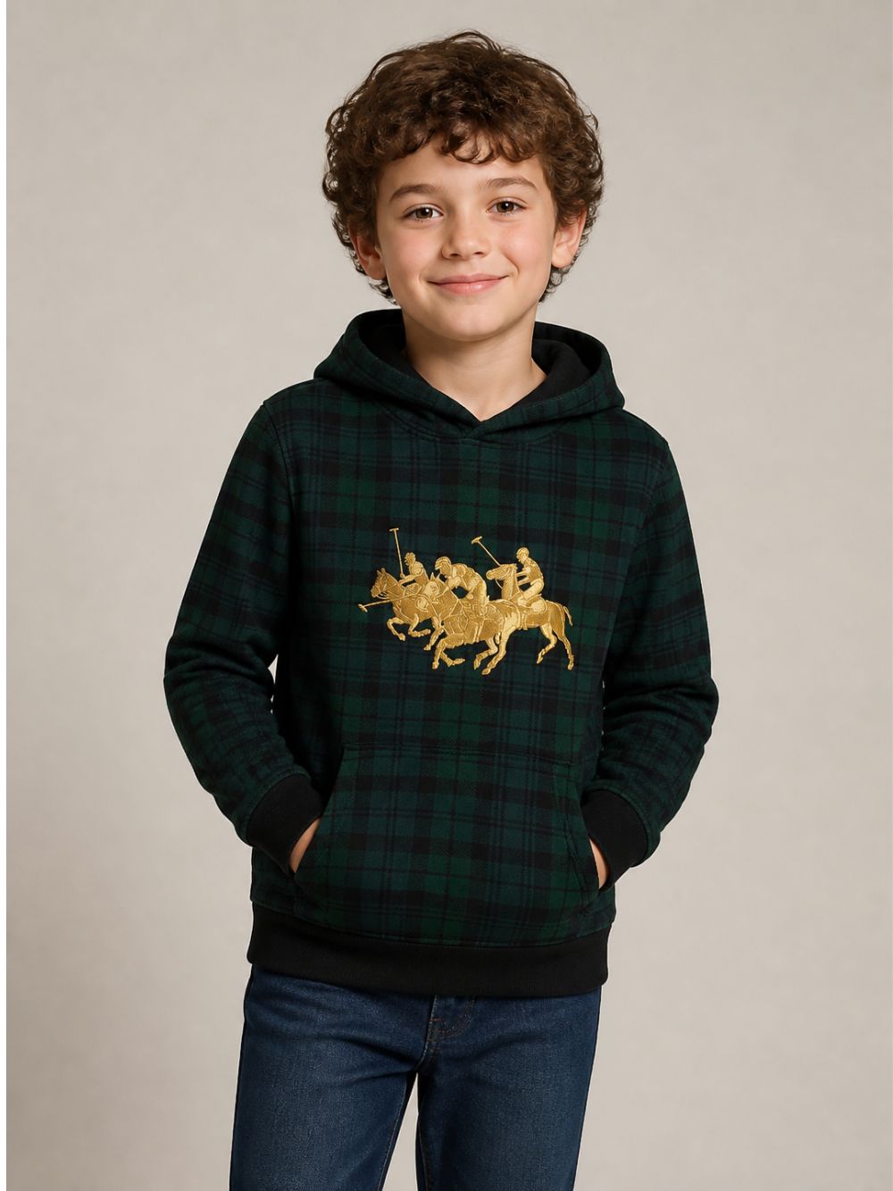 Felpa per bambino Polo Ralph Lauren Kids verde con design tartan 322B28146 001 Ralph Lauren kids 