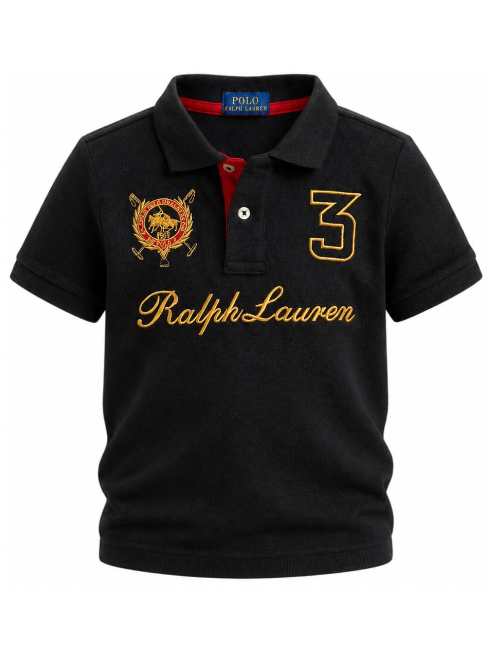 T-shirt per bambino Polo Ralph Lauren Kids nera con logo ricamato sul davanti 322B28163 BLACK Ralph Lauren kids 