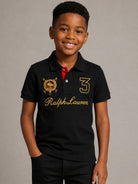 T-shirt per bambino Polo Ralph Lauren Kids nera con logo ricamato sul davanti 322B28163 BLACK Ralph Lauren kids 