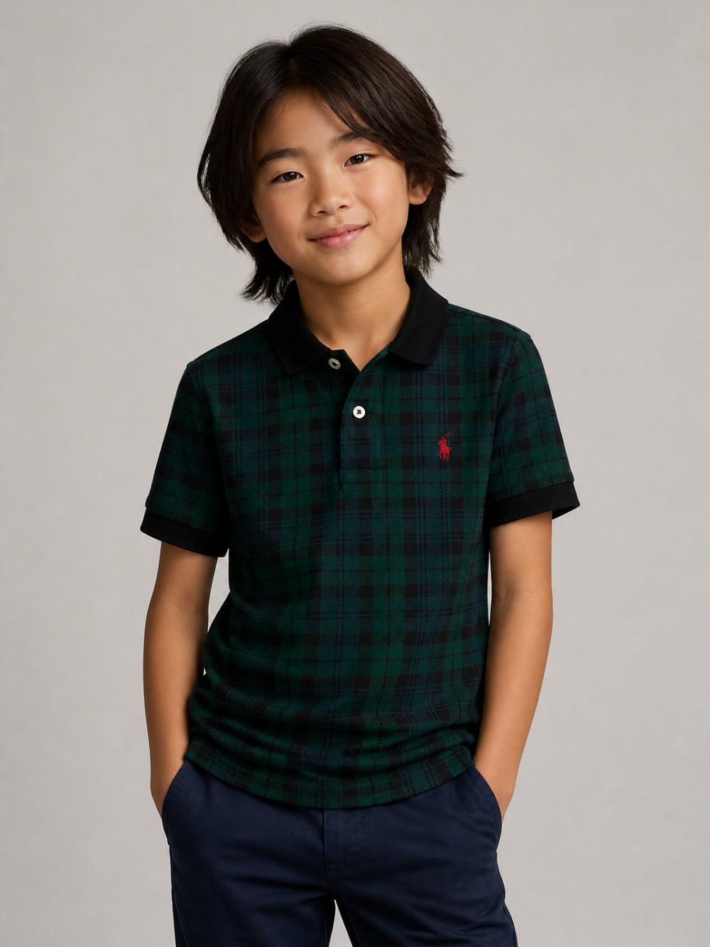 Polo per bambino Polo Ralph Lauren Kids blu e verde con motivo a quadri 322B28165 001 Ralph Lauren kids 