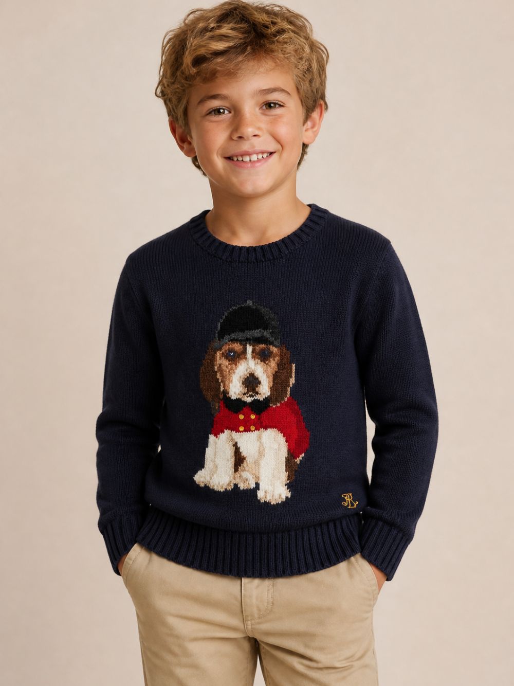 Maglione per bambino Polo Ralph Lauren Kids blu con ricamo cagnolino 322B28343 001 Ralph Lauren kids 
