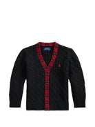 Cardigan per bambino Polo Ralph Lauren Kids nero con trama intrecciata 322B28345 BLACK Ralph Lauren kids 
