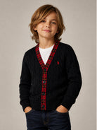 Cardigan per bambino Polo Ralph Lauren Kids nero con trama intrecciata 322B28345 BLACK Ralph Lauren kids 