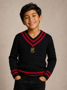 Maglione per bambino Polo Ralph Lauren Kids nero con maglia intrecciata 322B28777 001 Ralph Lauren kids 