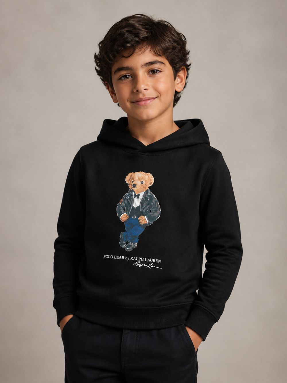 Felpa per bambino Polo Ralph Lauren Kids nera con stampa Polo Bear sul davanti 322B29158 001 Ralph Lauren kids 