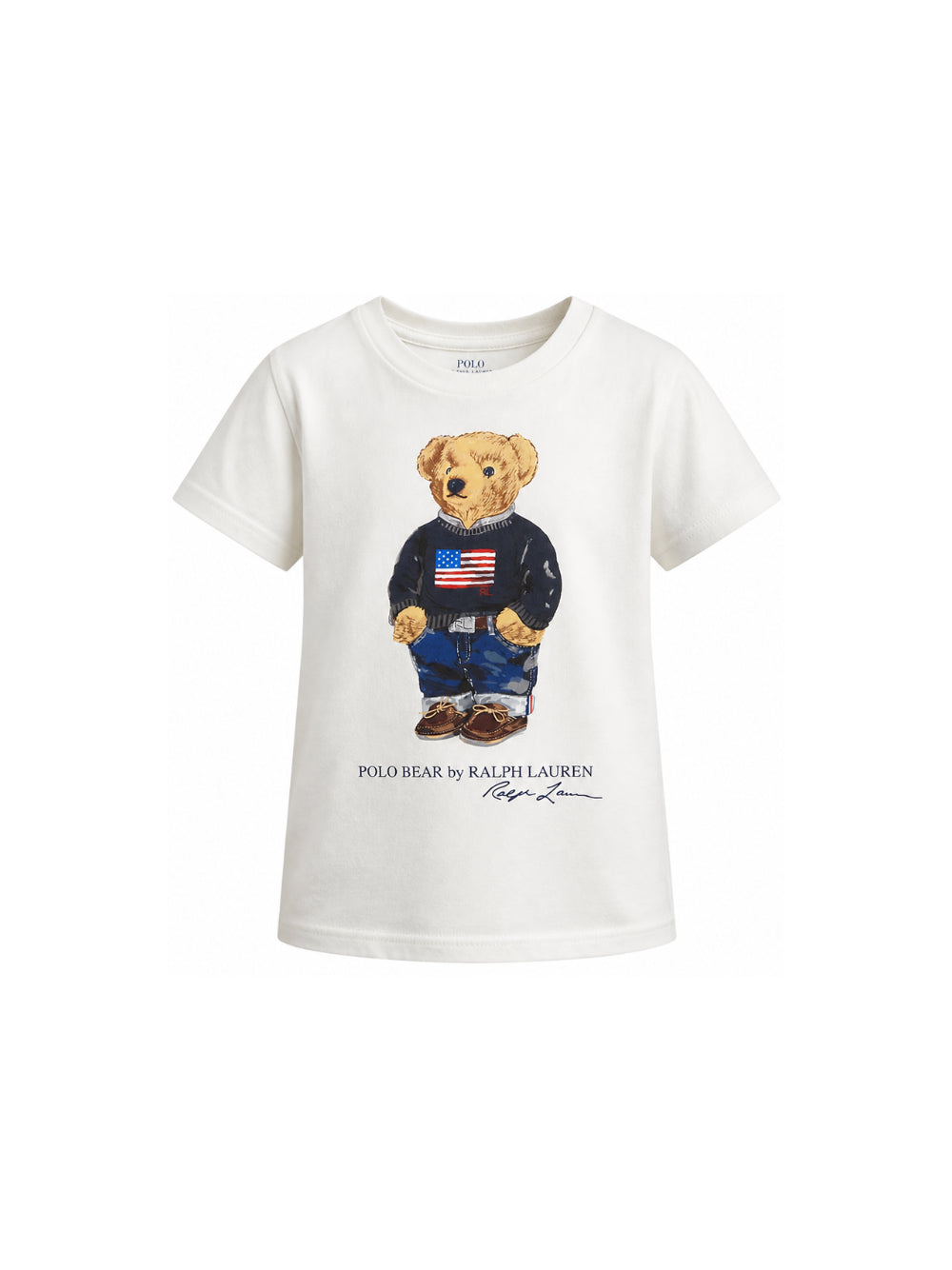 T-shirt per bambino Polo Ralph Lauren Kids bianca con stampa grafica Polo Bear sul davanti 322P00508 001 Ralph Lauren kids 