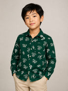 Camicia Andy Cam per bambino Polo Ralph Lauren Kids verde con logo all-over 323B24632 001 Ralph Lauren kids 