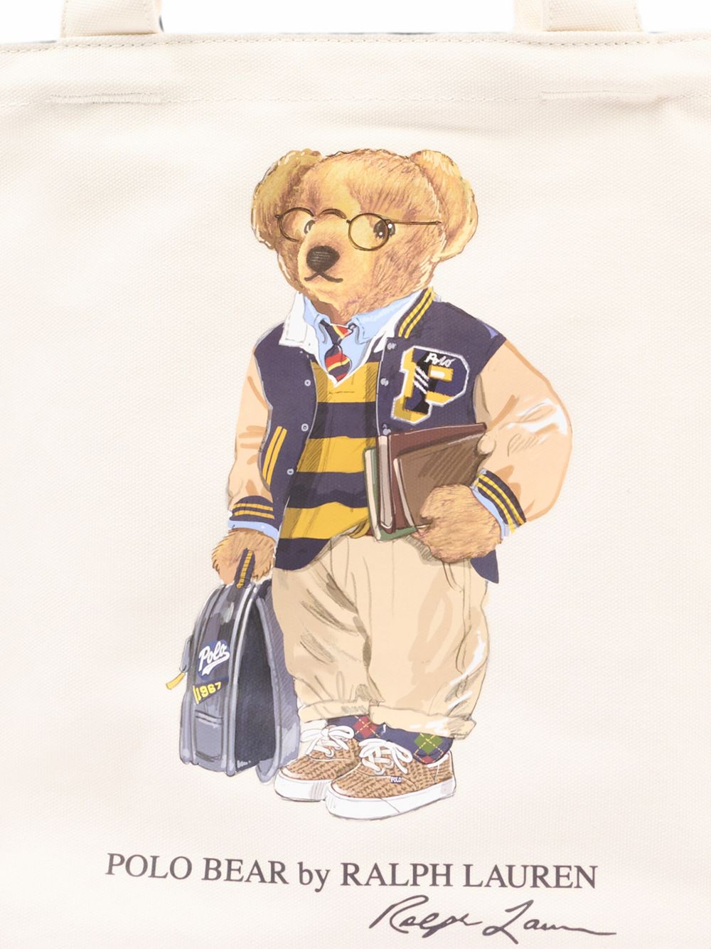 Borsa shopper tote per bambini Polo Ralph Lauren Kids bianco con stampa Polo Bear 9AR021 J9F Ralph Lauren kids 