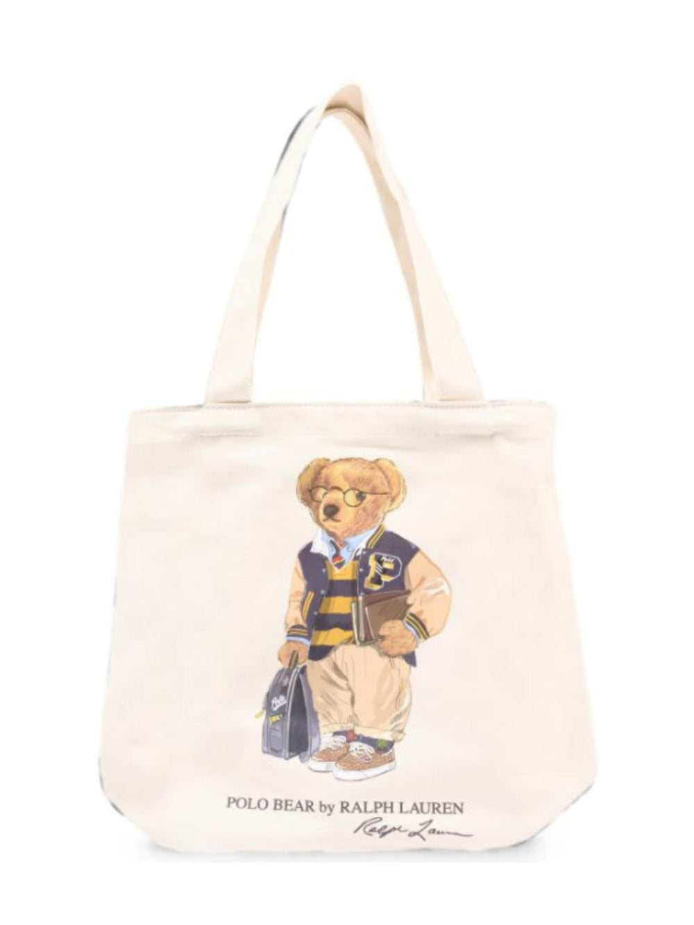Borsa shopper tote per bambini Polo Ralph Lauren Kids bianco con stampa Polo Bear 9AR021 J9F Ralph Lauren kids 
