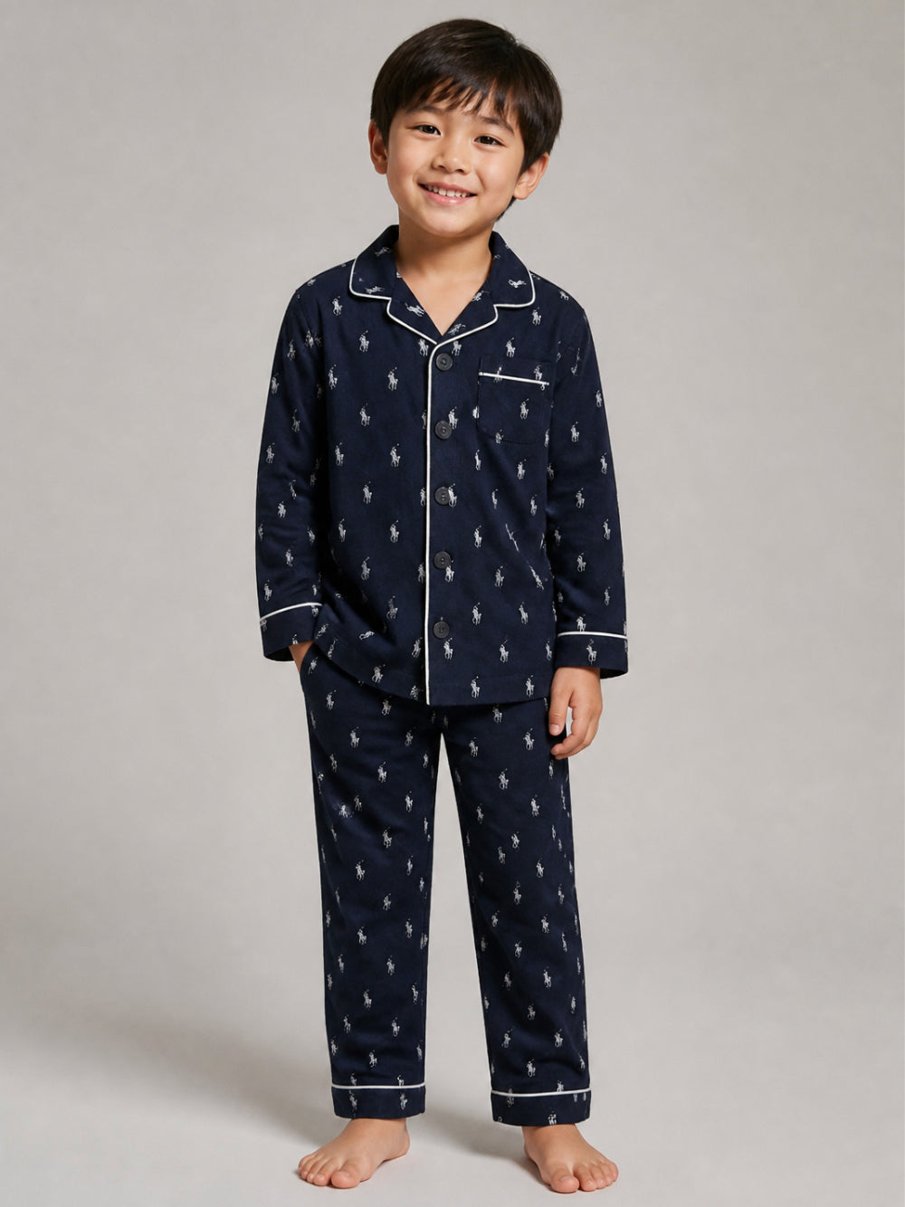Pigiama per bambini Polo Ralph Lauren Kids blu con motivo Polo Pony P0137 BCV Ralph Lauren kids 