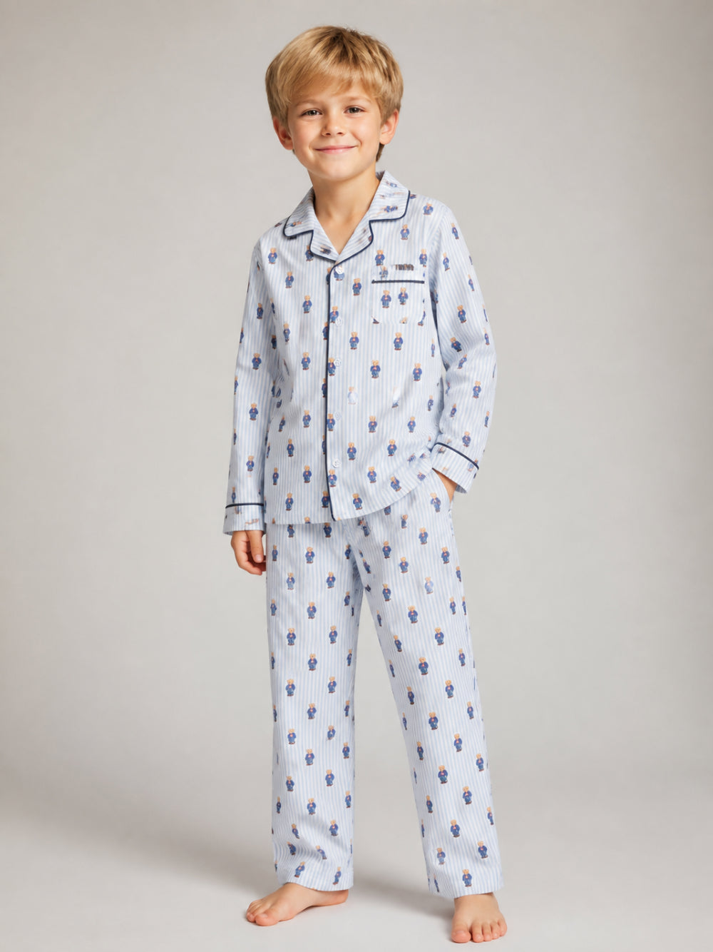 Pigiama per bambini Polo Ralph Lauren Kids azzurro Polo Bear con monogramma P0149 W2O Ralph Lauren kids 