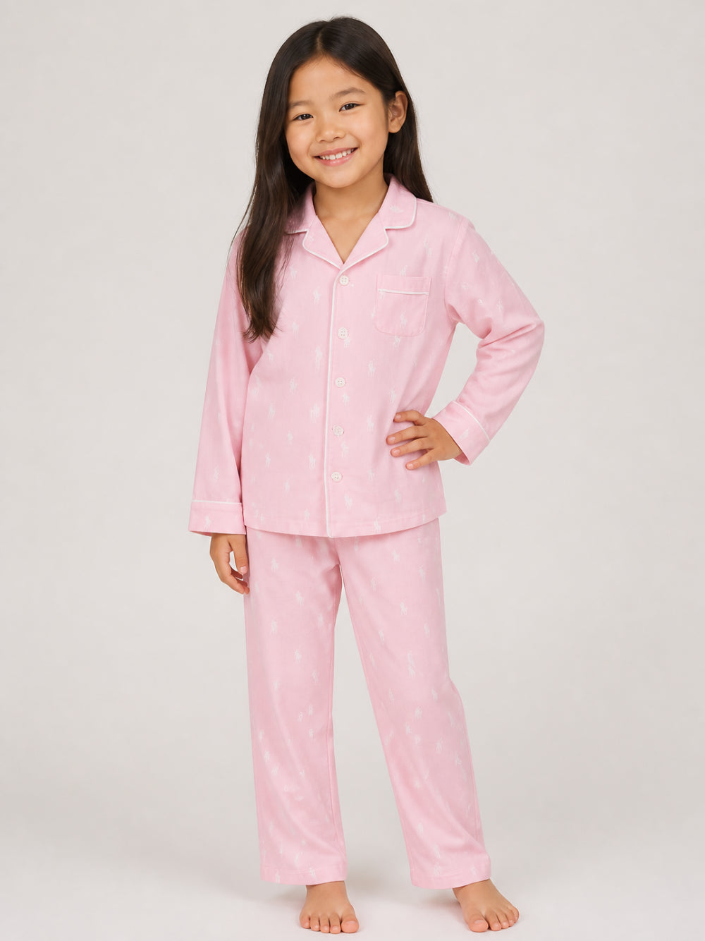 Pigiama per bambina Polo Ralph Lauren Kids rosa con motivo Polo Pony P0150 ADQ Ralph Lauren kids 