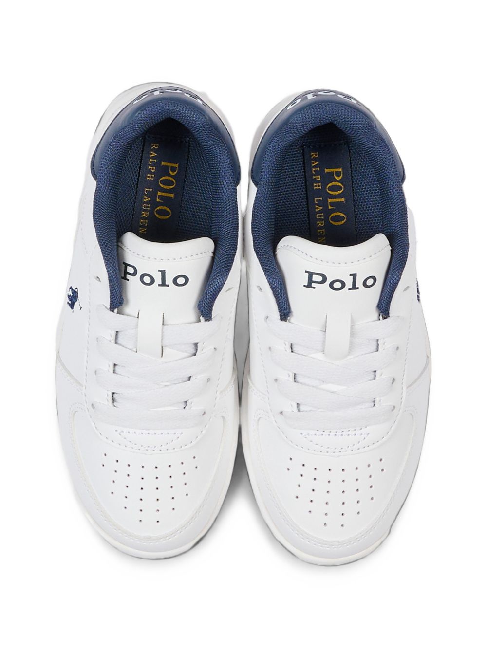 Sneakers per bambino Polo Ralph Lauren Kids bianche con logo ricamato RF103793 WHITE Ralph Lauren kids 