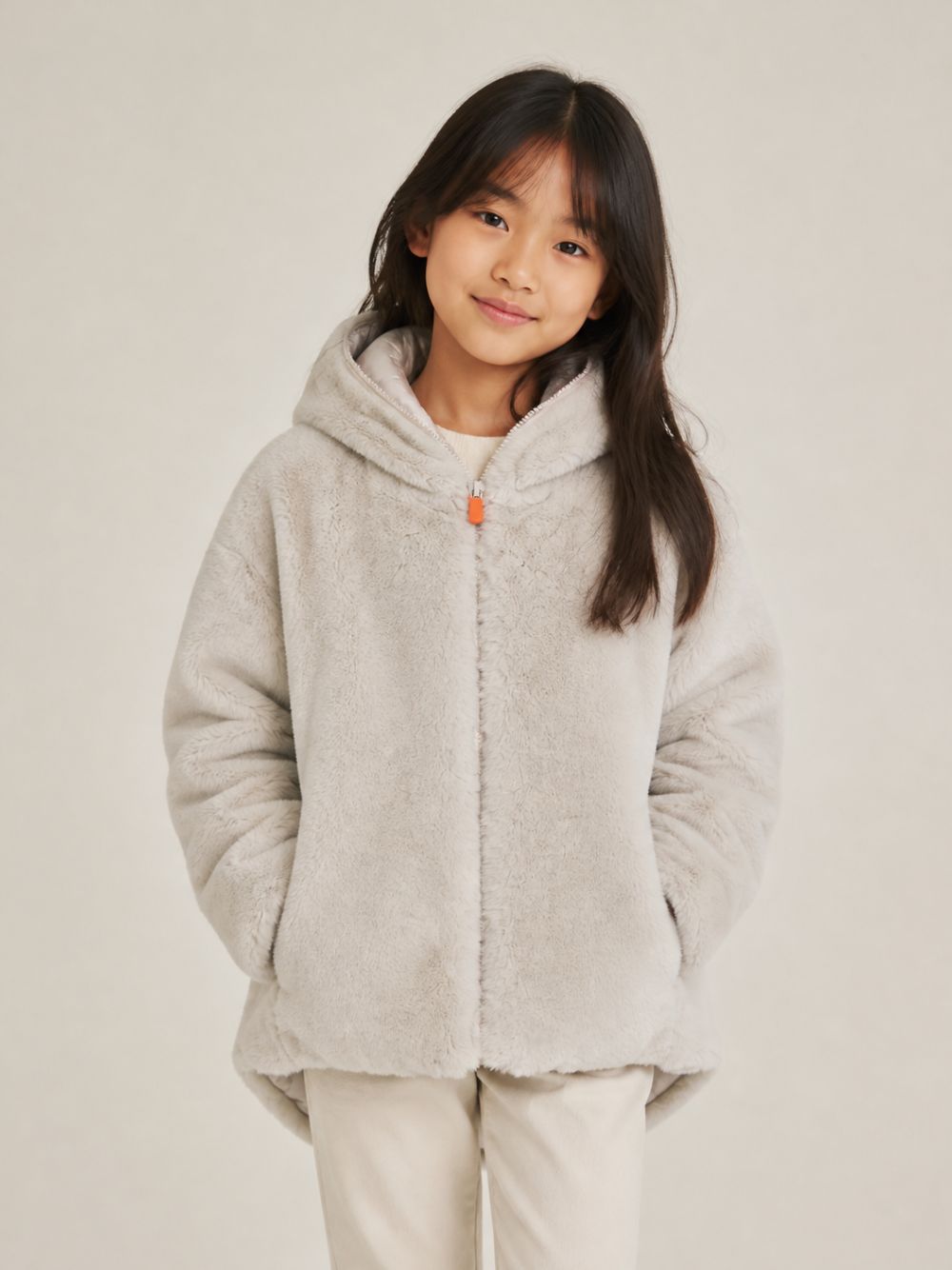 Giubbino per bambina Save The Duck Kids grigio chiaro con cappuccio J31153G FURY23 40019 SAVE THE DUCK KIDS 