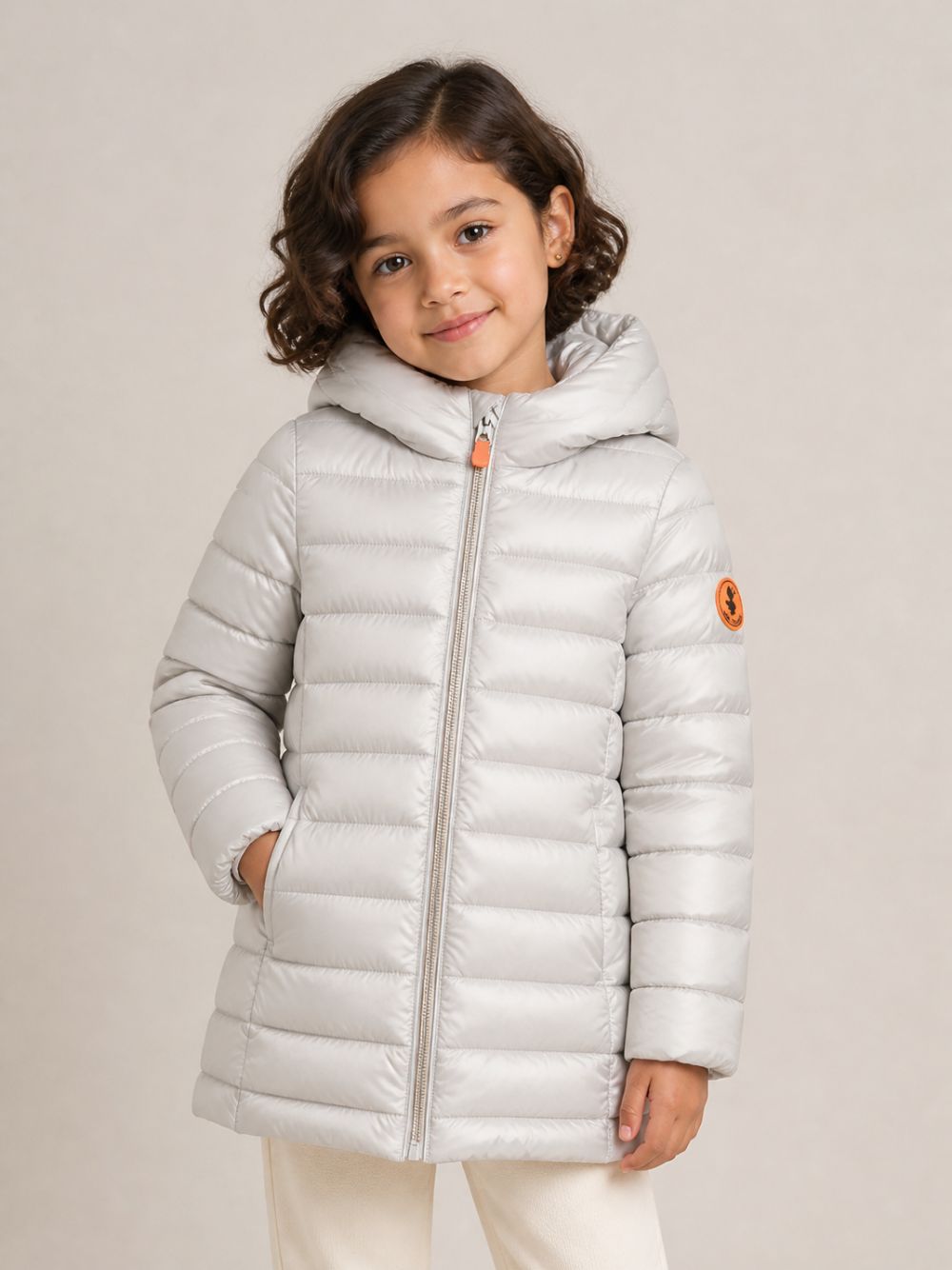 Giubbino per bambina Save The Duck Kids grigio chiaro con finitura trapuntata J40279G IRIS26 40019 SAVE THE DUCK KIDS 