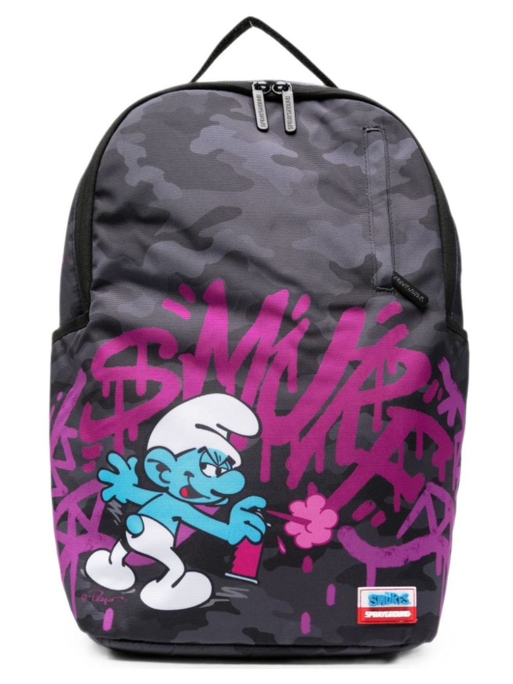 Zaino per bambini Sprayground Kids x Smurfs grigio con stampa camouflage 910B9117 NSZ SPRAYGROUND KIDS 