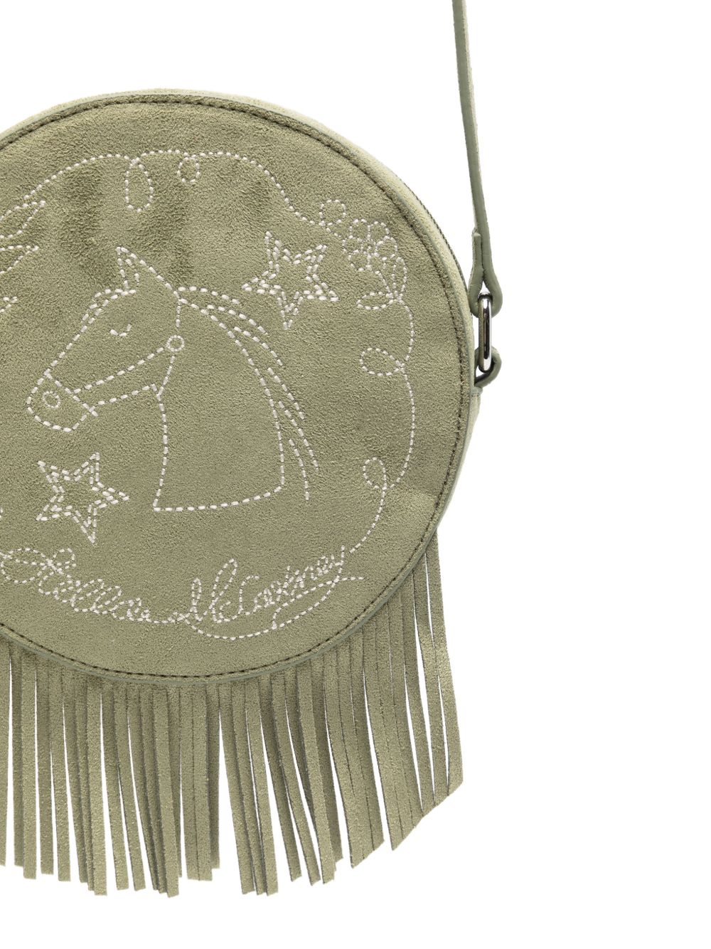 Borsa a spalla per bambina Stella McCartney Kids verde con ricamo e frange TZ0A68 Z4048 70G STELLA McCARTNEY KIDS 