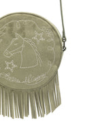 Borsa a spalla per bambina Stella McCartney Kids verde con ricamo e frange TZ0A68 Z4048 70G STELLA McCARTNEY KIDS 