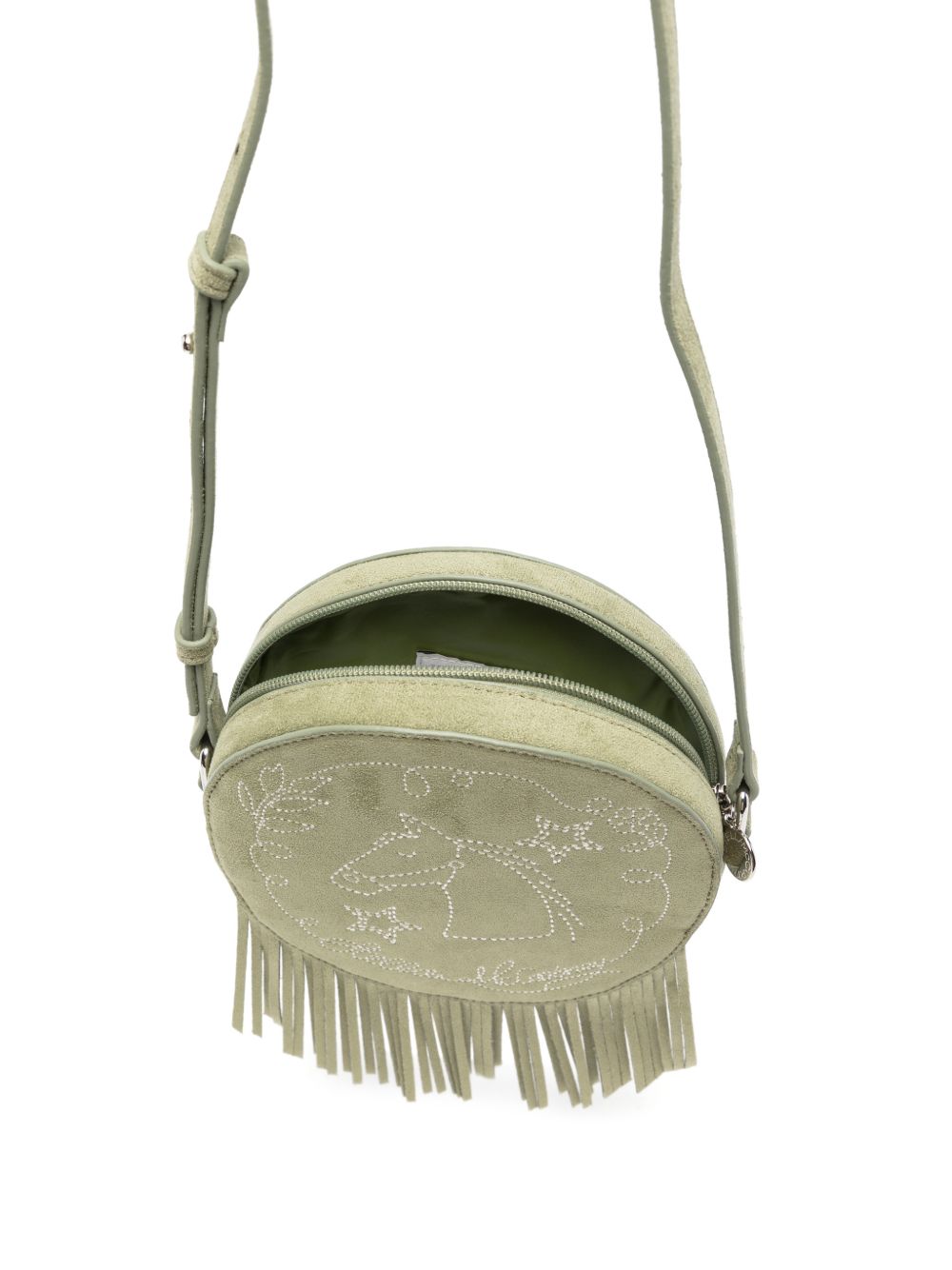 Borsa a spalla per bambina Stella McCartney Kids verde con ricamo e frange TZ0A68 Z4048 70G STELLA McCARTNEY KIDS 