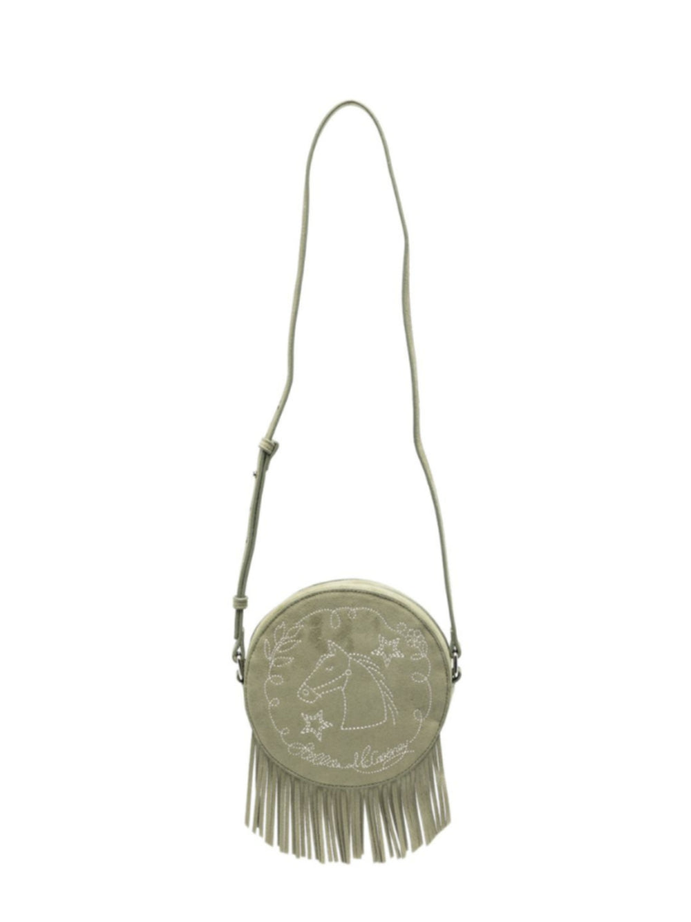Borsa a spalla per bambina Stella McCartney Kids verde con ricamo e frange TZ0A68 Z4048 70G STELLA McCARTNEY KIDS 
