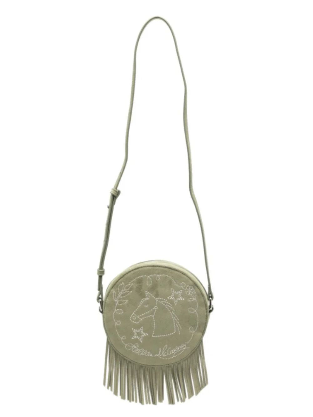 Borsa a spalla per bambina Stella McCartney Kids verde con ricamo e frange TZ0A68 Z4048 70G STELLA McCARTNEY KIDS 