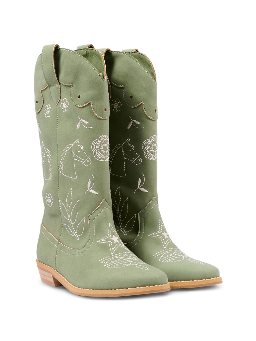 Stivali per bambina Stella McCartney Kids verde con motivo cavallo ricamato TZ0C16 Z3983 70G STELLA McCARTNEY KIDS 