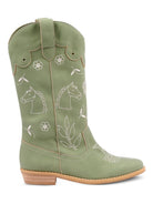 Stivali per bambina Stella McCartney Kids verde con motivo cavallo ricamato TZ0C16 Z3983 70G STELLA McCARTNEY KIDS 