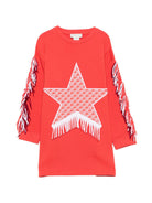 Abito per bambina Stella McCartney Kids rosso con frange applicate TZ1A20 Z3059 423 STELLA McCARTNEY KIDS 