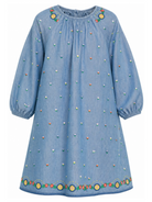 Abito per bambina Stella McCartney Kids blu con ricamo a fiori TZ1A50 Z3892 606EM STELLA McCARTNEY KIDS 