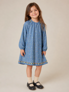 Abito per bambina Stella McCartney Kids blu con ricamo a fiori TZ1A50 Z3892 606EM STELLA McCARTNEY KIDS 