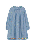 Abito per bambina Stella McCartney Kids blu con ricamo a fiori TZ1A50 Z3892 606EM STELLA McCARTNEY KIDS 