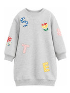 Abito modello felpa per bambina Stella McCartney Kids grigio con applicazioni TZ1A60 Z3059 807 STELLA McCARTNEY KIDS 
