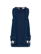 Abito per bambina Stella McCartney Kids in denim con tasche applicate TZ1A82 Z0746 665 STELLA McCARTNEY KIDS 