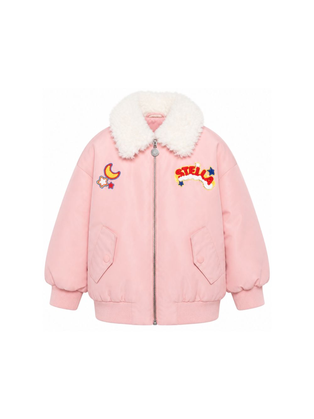 Giubbino per bambina Stella McCartney Kids rosa con colletto in shearling TZ2A57 Z2327 507 STELLA McCARTNEY KIDS 