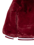 Giacca per bambina Stella McCartney Kids rossa in pelliccia sintetica con bordo a righe TZ2A87 Z3359 416 STELLA McCARTNEY KIDS 