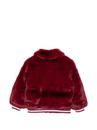 Giacca per bambina Stella McCartney Kids rossa in pelliccia sintetica con bordo a righe TZ2A87 Z3359 416 STELLA McCARTNEY KIDS 